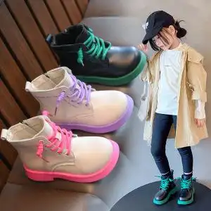 秋冬新款儿童马丁靴女童公主皮鞋马靴单靴中大童小学生英伦风短靴