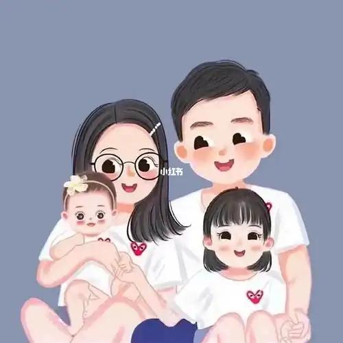 一儿一女亲子头像设计♥