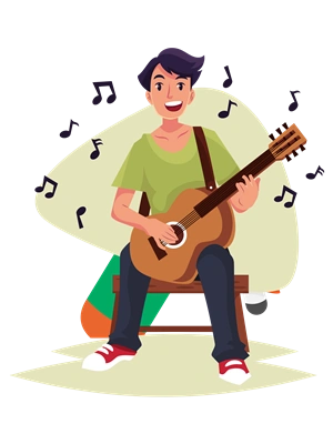 弹吉他的男生丨自个网,是一家面向设计师,ip以及企业,专注于原创插画