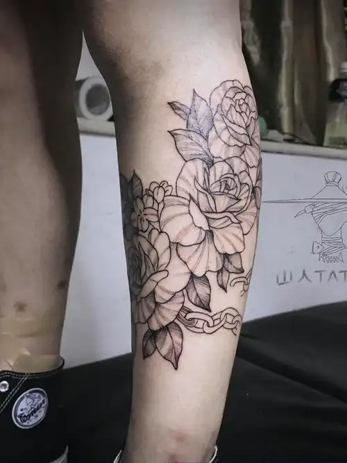 小花腿_纹身图案手稿图片_黄连的纹身作品集