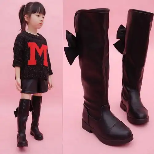 95元秋冬2022新款韩版儿童真皮女童靴子98元2021秋冬季女童高跟儿童加