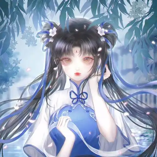 蓝色系古风女生头像