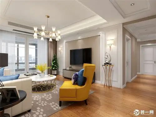 文泽府邸7#1703 143平三居室 现代小美风格,客餐厅效果图展示