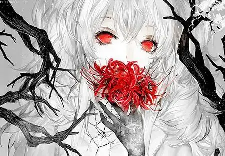 动漫人物,银发红眸,冷酷,配图一张.请各位帮帮忙,多谢多谢!