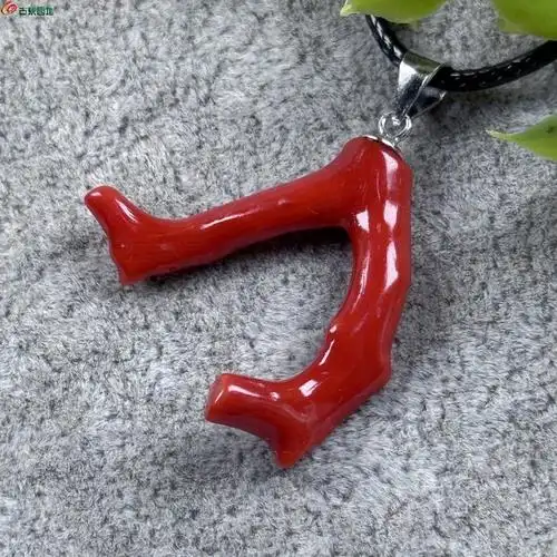精美 天然红sh枝银吊坠