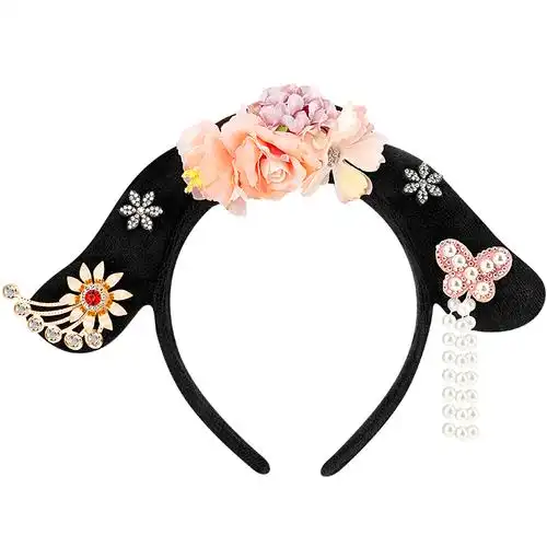 贵人旗头发箍女洗脸宫廷风清朝格格娘娘贵妃头箍古代发卡头饰