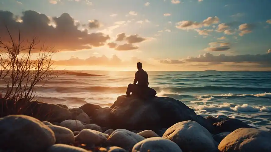 一个人看海🌊孤独又浪漫的高清壁纸