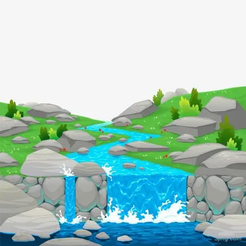 矢量小河流水png素材透明免抠图片装饰效果