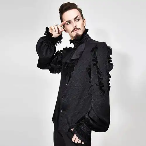 钢铁老爷中世纪黑暗男装蒸汽朋克衣服复古宫廷衬衫衬衫