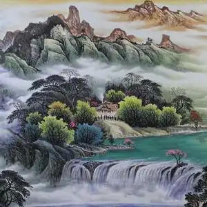 国画山水画手绘大丈二图片