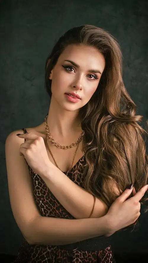 棕色头发的女孩,装饰,化妆,裙子