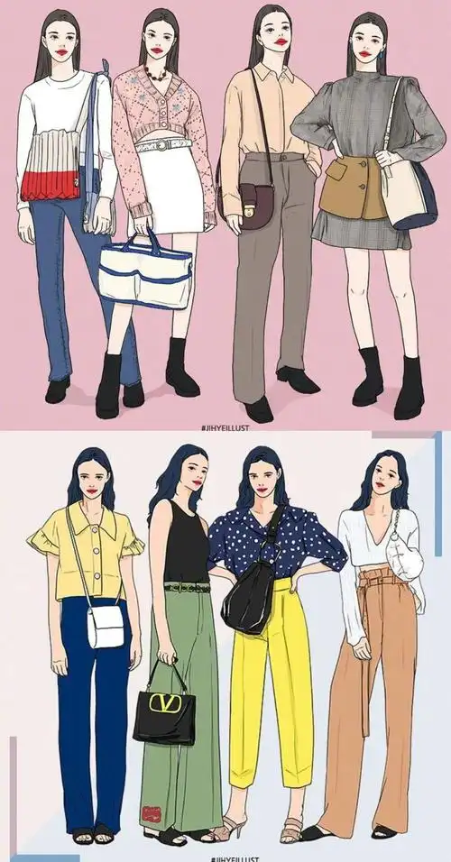 韩国插画家 jihyeillust 手绘穿搭合集参考
