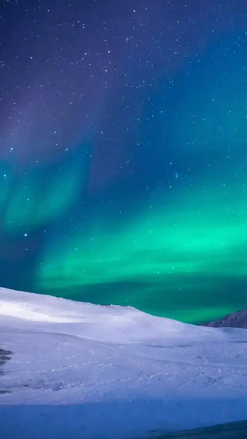 极光星空雪地风景2k手机壁纸1440x2560