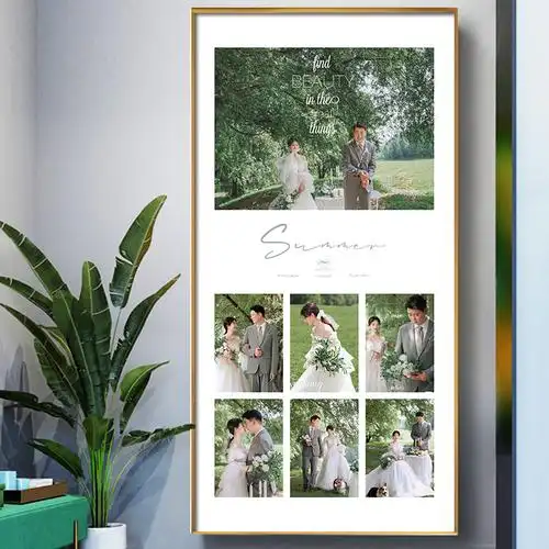 73n多宫格相框定 制挂墙婚纱照放大照片制作结婚照做成水晶照片墙
