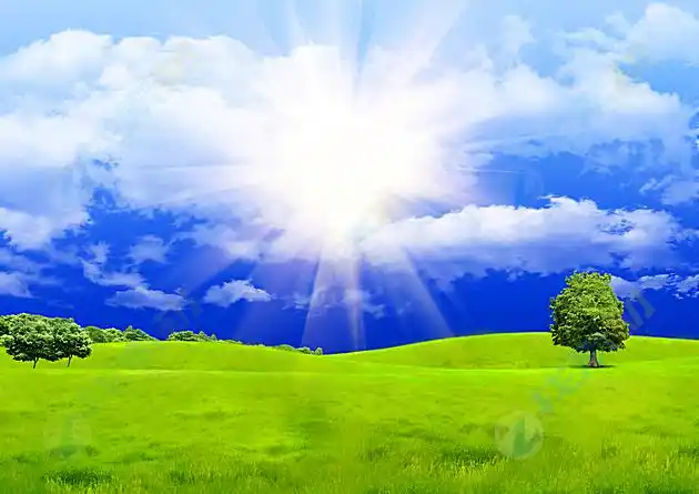 美丽蓝天白云草原风光高清图片下载