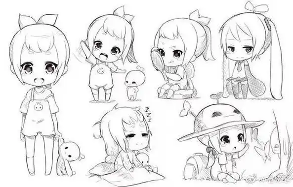 可爱动漫卡通q版萌人物简笔画小埋简笔画图片大全q版人物萌图手绘超