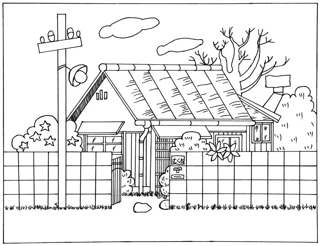 今天画樱桃小丸子的家! 临摹于小红书博主moffor  #画 - 抖音