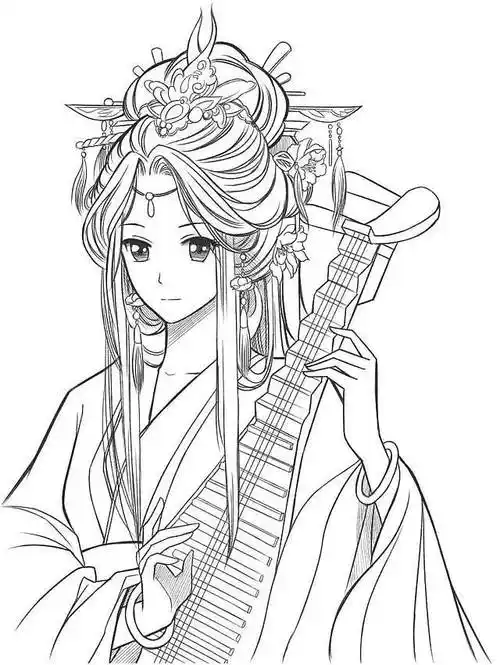 17:01:25动漫线描《古风》古风线稿麦小茶同采自open