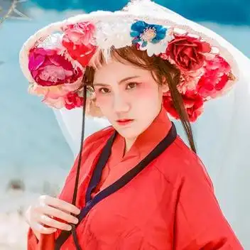 花样红衣女子头像唯美古风真人头像