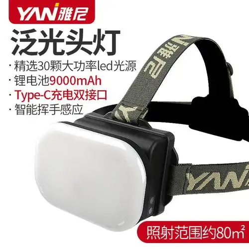 雅尼b21泛光头灯散光灯户外工作强光充电超亮头戴式赶海灯大面积
