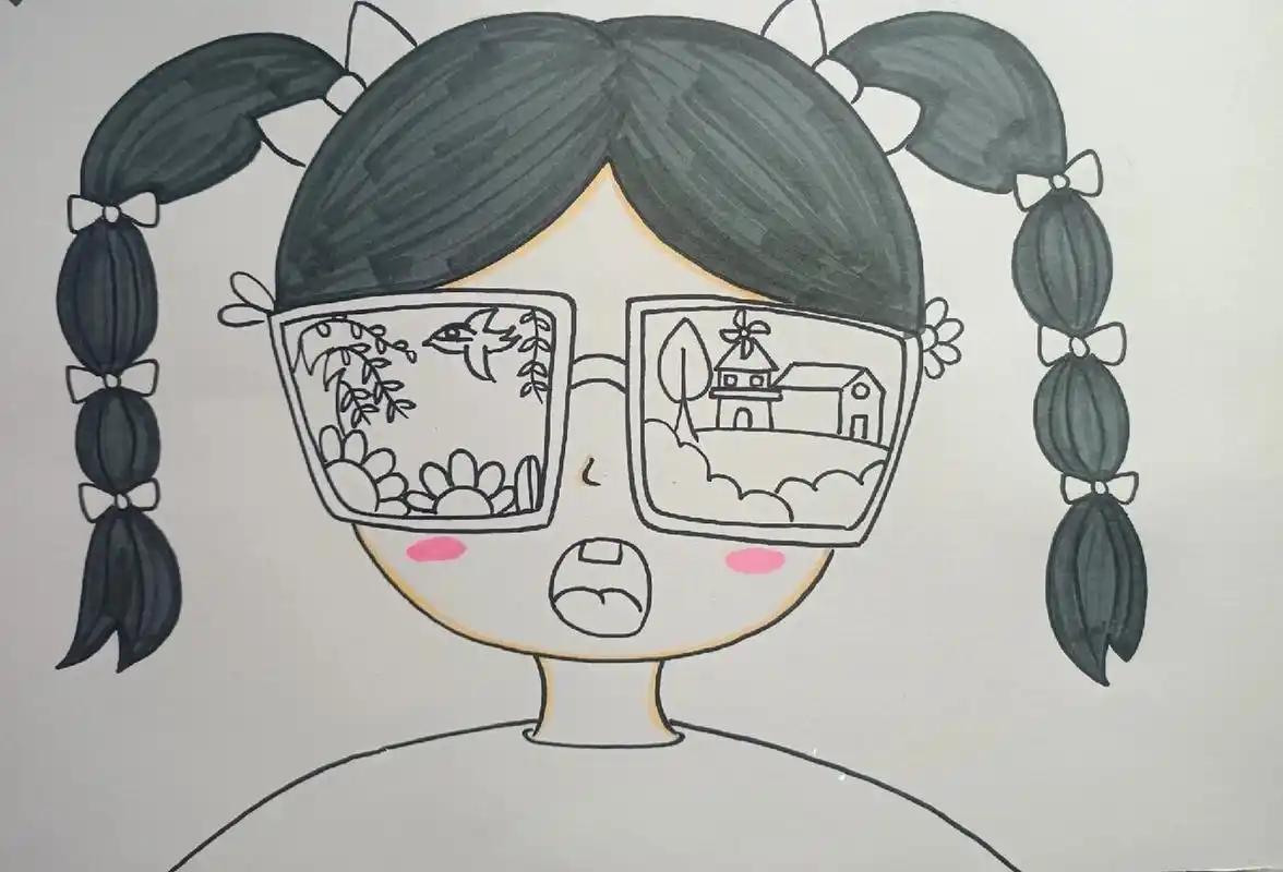 创意美术《眼睛里的世界》儿童画 1,工具材料: 马克笔,勾线笔,卡纸 2
