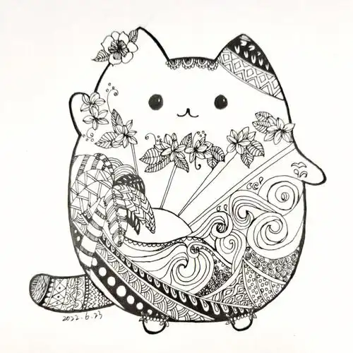 小可爱黑白线描打卡