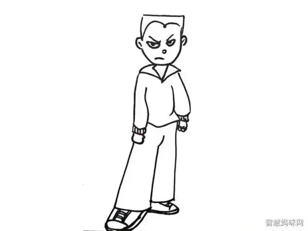 平头人物简笔画小孩