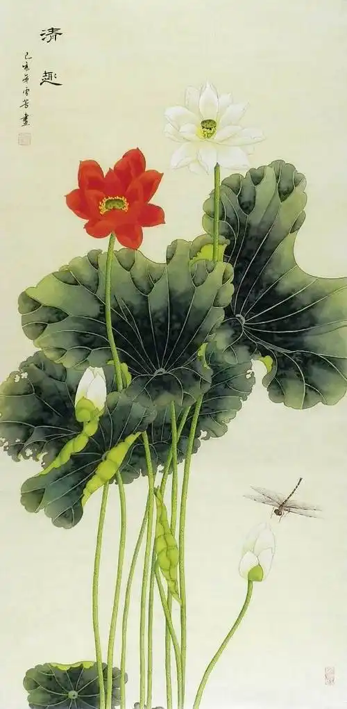 手绘字画书画客厅装饰画精品i032015顾雪芳四尺工笔画花鸟荷花136