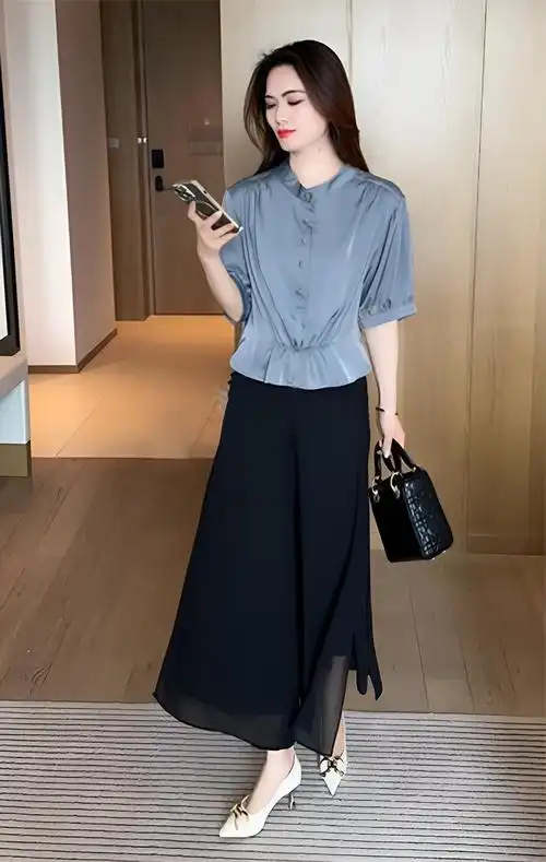 官图 短袖衬衫夏2024今年流行女装漂亮小衫时尚洋气减龄时髦上衣 - 17