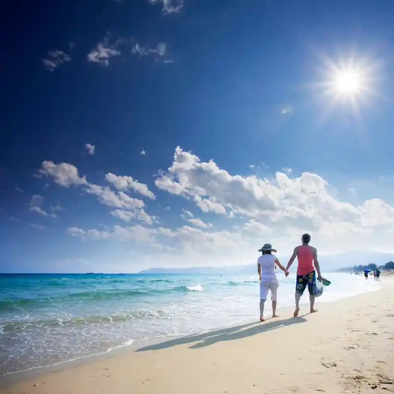 几个情人沙滩上散步