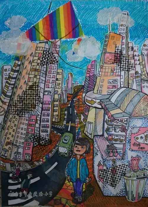 《城市》张樵风 12岁(指导教师:王小燕)