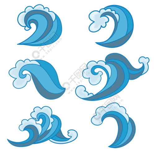 手绘矢量海浪浪花素材