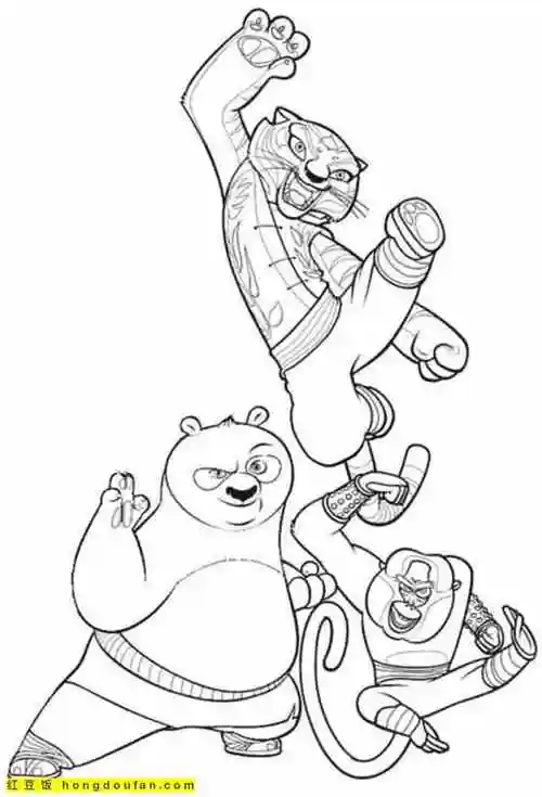 的卡通电影《功夫熊猫》涂色图片免费下载-红豆饭小学生简笔画大全