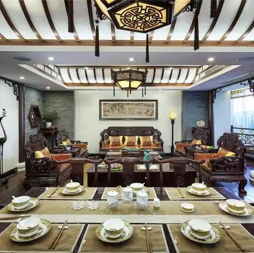 中式样板间装修效果图 古色古香