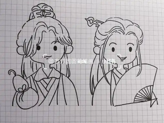 简笔画人物山河令q版角色简笔画山河令教程格子