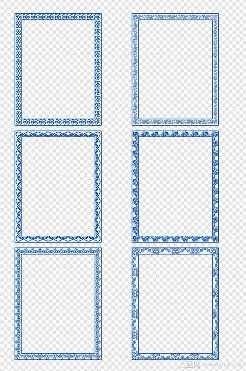 中式边框中国风古典纹样花纹文案框青花