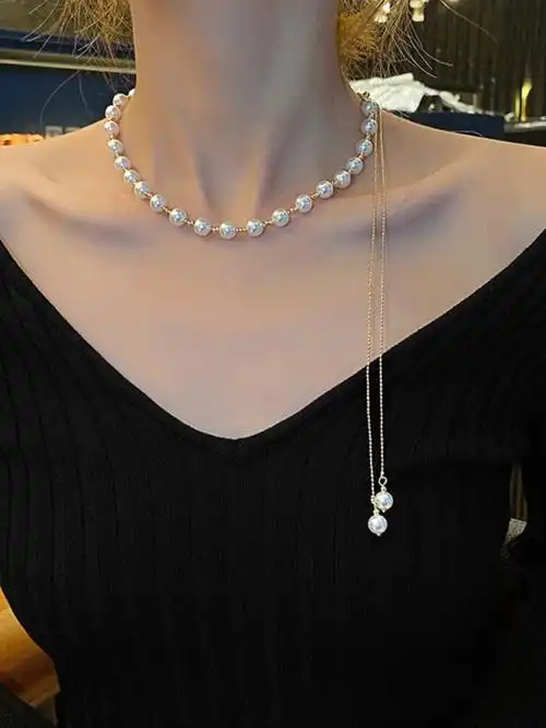 珍珠项链的n种搭配787878