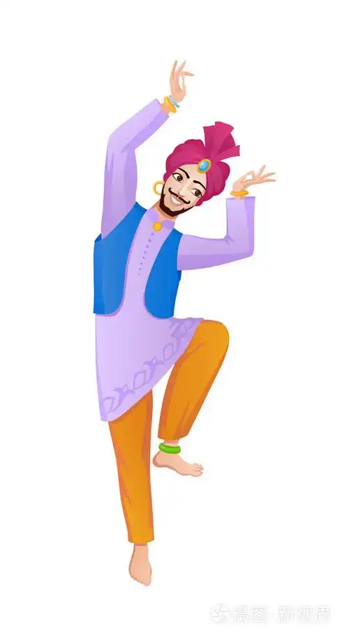 民族舞蹈的卡通漫画的印度人