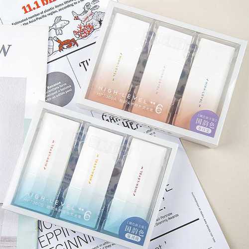 集物社名片荧光笔软头复古ins风国韵色莫兰迪大容量淡色系多色彩