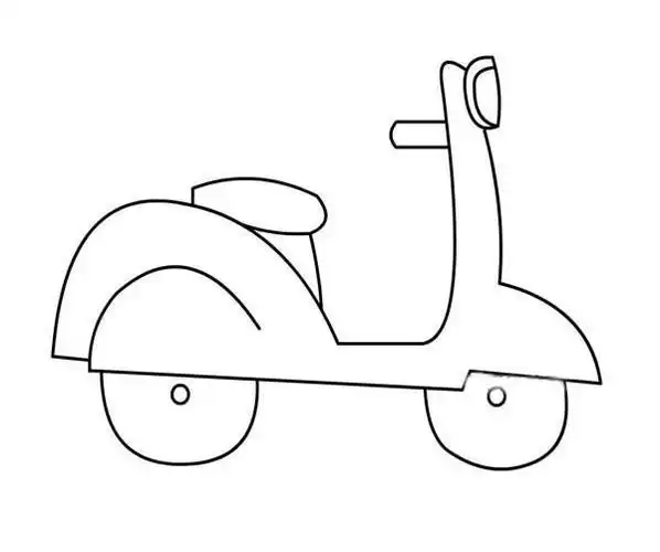 踏板摩托车简笔画图片 踏板摩托车怎么画 - 交通工具简笔画 - 老师板