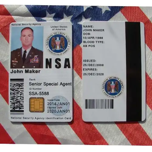 美国国家安全局nsa芯片卡national security agency军迷身份id卡 - 反