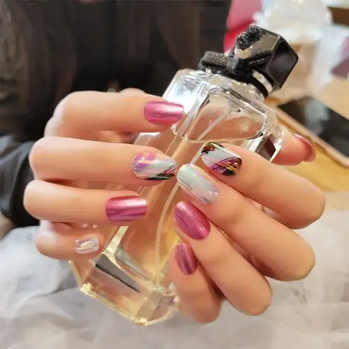 时尚粉色青春色系美甲成品穿戴甲片可拆卸指甲美甲工具