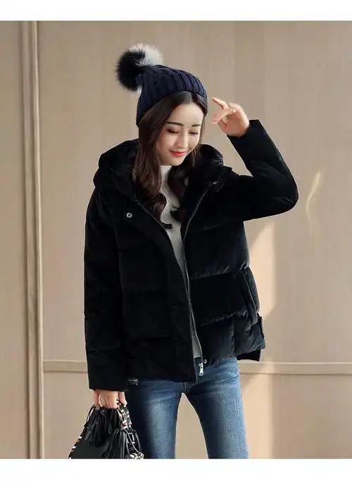 【杭派】2017韩版新款棉衣女短款修身显瘦棉服连帽时尚冬装外套潮