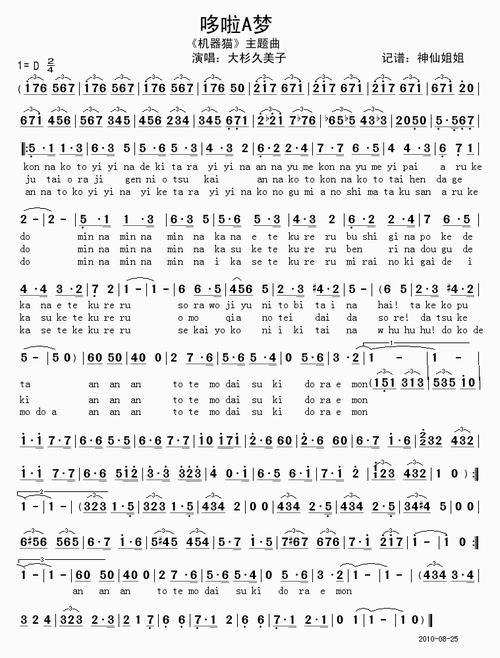 多啦a梦《机器猫》主题曲简谱(图1)