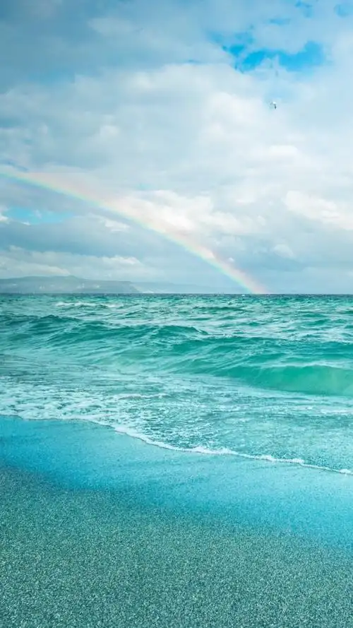 唯美浪漫海边彩虹景色壁纸