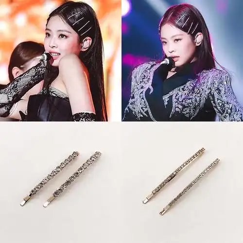 金智妮jennie同款发夹陈都灵网红水钻一字夹迪丽热巴水晶边夹卡子