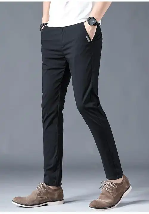 秋季冰丝超薄款休闲西装裤韩版潮流修身青年西裤男士直筒商务正装