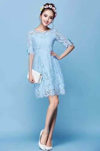 连衣裙秋季新款品牌韩式女装中袖镂空a字裙白色蕾丝连衣裙