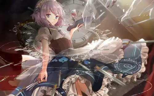 日本动漫美女十六夜咲夜唯美桌面壁纸