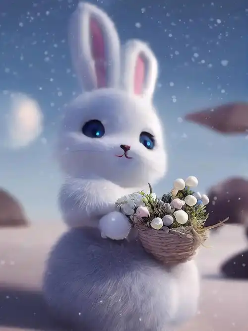 最可爱了,既然你们很喜欢兔兔,换个风格的兔兔再发一次  #手机壁纸